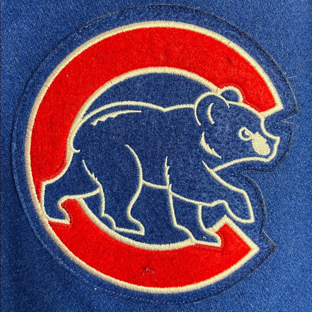 MLB Chicago Cubs JH Design Wool Blend USA Jacket With Embroided Logos Blue - Picture 12 of 14